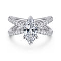 Elite - 14K White Gold Split Shank Marquise Shape Diamond Engagement Ring