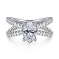 Elite - 14K White Gold Split Shank Oval Diamond Engagement Ring