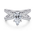 Elite - 14K White Gold Split Shank Pear Shape Diamond Engagement Ring