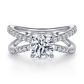 Elite - 14K White Gold Split Shank Round Diamond Engagement Ring