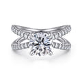 Elite - 14K White Gold Split Shank Round Diamond Engagement Ring
