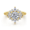 Emarie - 14K Yellow Gold Cushion Halo Diamond Engagement Ring