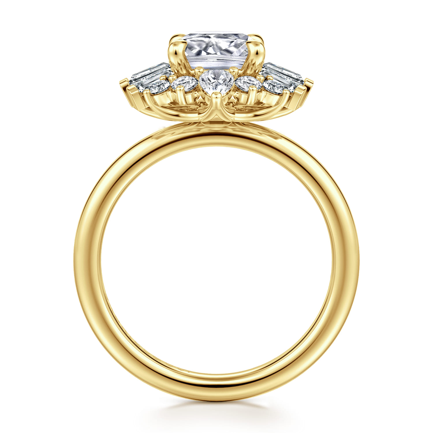 Cushion Halo Diamond Engagement Ring in 14K Yellow Gold, photograph 2
