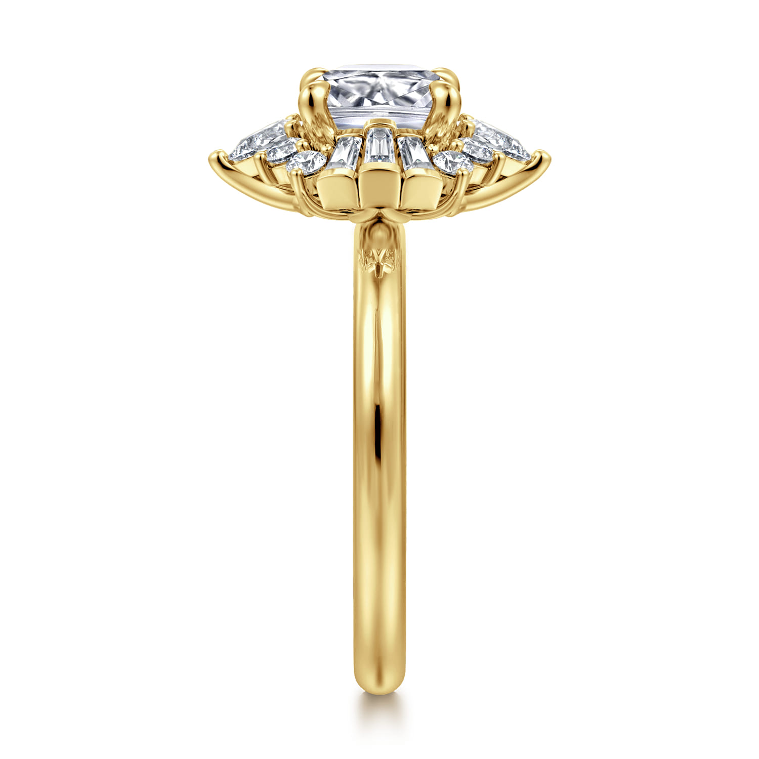 Cushion Halo Diamond Engagement Ring in 14K Yellow Gold, photograph 4