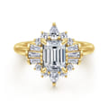Emarie - 14K Yellow Gold Emerald Cut Halo Diamond Engagement Ring