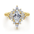 Emarie - 14K Yellow Gold Pear Shape Halo Diamond Engagement Ring