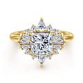 Emarie - 14K Yellow Gold Princess Halo Diamond Engagement Ring