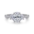 Euphoria - 14K White Gold Oval Three Stone Diamond Engagement Ring