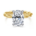 Emersin - 14K White-Yellow Gold Twisted Oval Diamond Engagement Ring