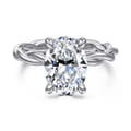 Emersin - 14K White Gold Twisted Oval Diamond Engagement Ring
