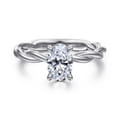 Emersin - 14K White Gold Twisted Oval Diamond Engagement Ring