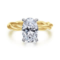 Emersin - 14K White-Yellow Gold Twisted Oval Diamond Engagement Ring