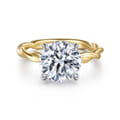 Emersin - 14K White-Yellow Gold Twisted Round Diamond Engagement Ring