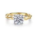 Emersin - 14K White-Yellow Gold Twisted Round Diamond Engagement Ring