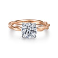 Emersin - 14K White-Rose Gold Twisted Round Diamond Engagement Ring