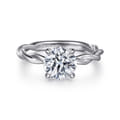 Emersin - 14K White Gold Twisted Round Diamond Engagement Ring