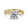 Emersin - 14K White-Yellow Gold Twisted Round Diamond Engagement Ring