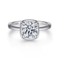 Deedie - 14K White Gold Bezel Prong Round Diamond Engagement Ring