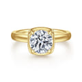 Deedie - 14K Yellow Gold Bezel Prong Round Diamond Engagement Ring