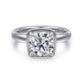 Deedie - 14K White Gold Bezel Prong Round Diamond Engagement Ring