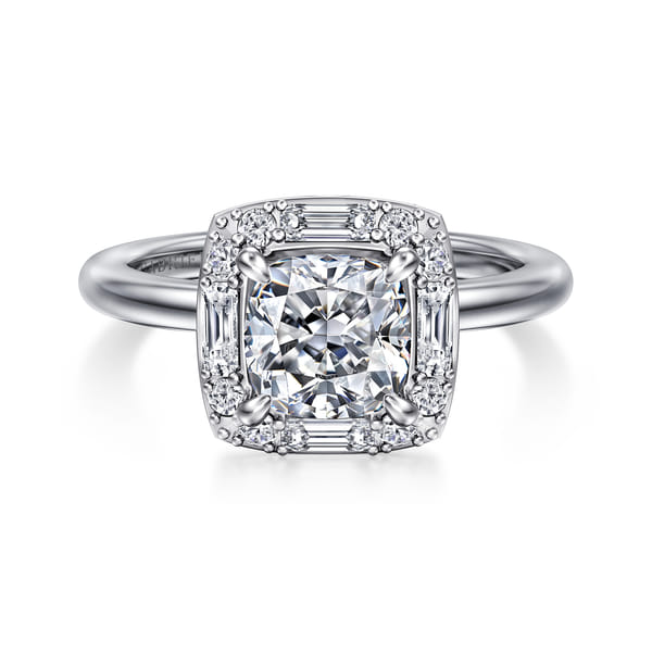 14K White Gold Halo Cushion Diamond Engagement Ring