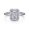Cammie - 14K White Gold Halo Emerald Cut Diamond Engagement Ring