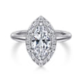 Cammie - 14K White Gold Halo Marquise Shape Diamond Engagement Ring