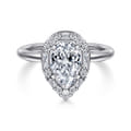 Cammie - 14K White Gold Halo Pear Shape Diamond Engagement Ring