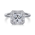 Cammie - 14K White Gold Princess Halo Diamond Engagement Ring