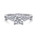 Wave - 14K White Gold Cushion Cut Diamond Engagement Ring