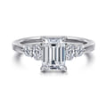 Wave - 14K White Gold Emerald Cut Diamond Engagement Ring