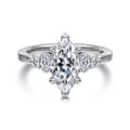 Wave - 14K White Gold Marquise Shape Diamond Engagement Ring