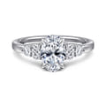 Wave - 14K White Gold Oval Diamond Engagement Ring