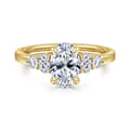 Wave - 14K Yellow Gold Oval Diamond Engagement Ring