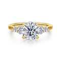 Wave - 14K Yellow Gold Round Diamond Engagement Ring