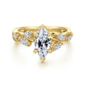 Charlina - 14K Yellow Gold Floral Marquise Diamond Engagement Ring