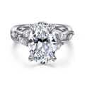 Charlina - 14K White Gold Floral Oval Diamond Engagement Ring