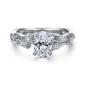Charlina - 14K White Gold Floral Oval Diamond Engagement Ring