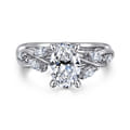 Charlina - 14K White Gold Floral Oval Diamond Engagement Ring