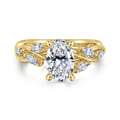 Charlina - 14K Yellow Gold Floral Oval Diamond Engagement Ring