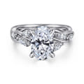 Charlina - 14K White Gold Floral Oval Diamond Engagement Ring