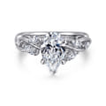 Charlina - 14K White Gold Floral Round Diamond Engagement Ring