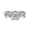 Charlina - 14K White Gold Floral Round Diamond Engagement Ring