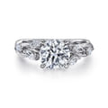 Charlina - 14K White Gold Floral Round Diamond Engagement Ring