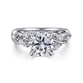 Charlina - 14K White Gold Floral Round Diamond Engagement Ring