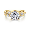 Charlina - 14K Yellow Gold Floral Round Diamond Engagement Ring