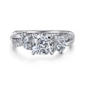 Deisha - 14K White Gold Twisted Cushion Cut Diamond Engagement Ring