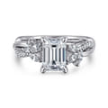 Deisha - 14K White Gold Twisted Emerald Cut Diamond Engagement Ring