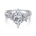 Deisha - 14K White Gold Twisted Marquise Shape Diamond Engagement Ring