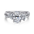 Deisha - 14K White Gold Twisted Oval Diamond Engagement Ring